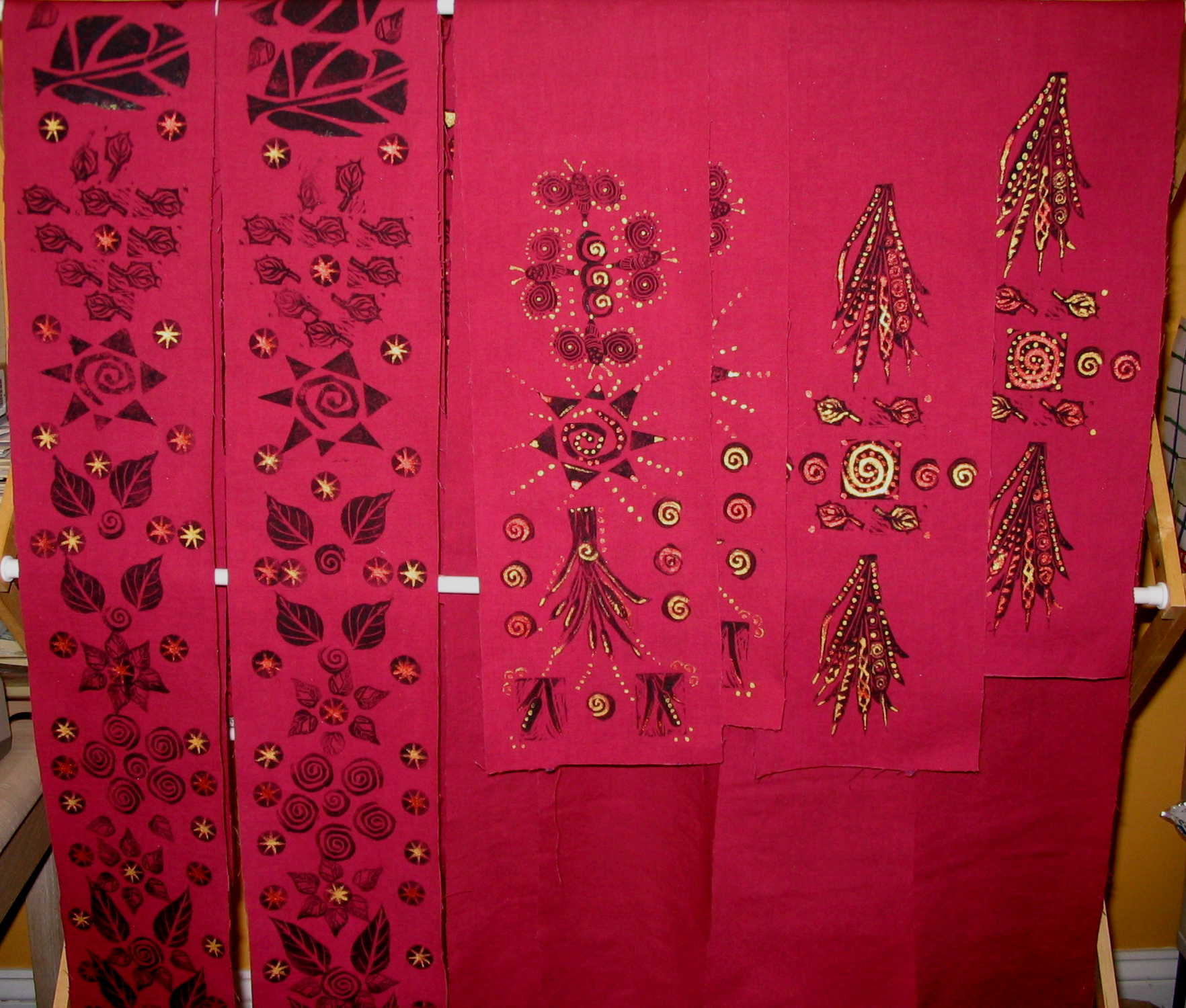 Sections of printed cloth for collaborative garment